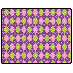 Plaid Triangle Line Wave Chevron Green Purple Grey Beauty Argyle Double Sided Fleece Blanket (medium)  by Alisyart