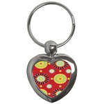 Sunflower Floral Red Yellow Black Circle Key Chains (Heart)  Front