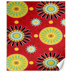 Sunflower Floral Red Yellow Black Circle Canvas 8  X 10 