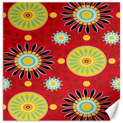 Sunflower Floral Red Yellow Black Circle Canvas 16  X 16  