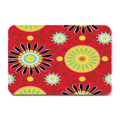 Sunflower Floral Red Yellow Black Circle Plate Mats by Alisyart