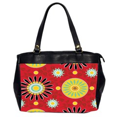 Sunflower Floral Red Yellow Black Circle Office Handbags (2 Sides)  by Alisyart