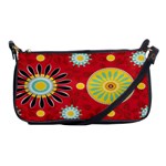 Sunflower Floral Red Yellow Black Circle Shoulder Clutch Bags Front