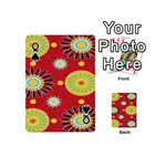 Sunflower Floral Red Yellow Black Circle Playing Cards 54 (Mini)  Front - SpadeQ