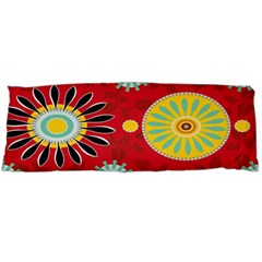 Sunflower Floral Red Yellow Black Circle Body Pillow Case Dakimakura (two Sides)
