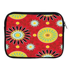 Sunflower Floral Red Yellow Black Circle Apple Ipad 2/3/4 Zipper Cases