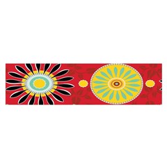 Sunflower Floral Red Yellow Black Circle Satin Scarf (oblong) by Alisyart