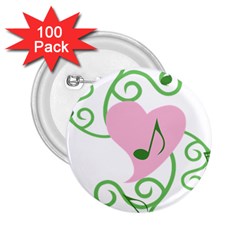 Sweetie Belle s Love Heart Music Note Leaf Green Pink 2 25  Buttons (100 Pack) 