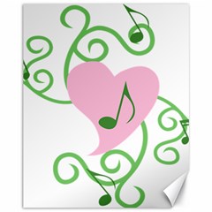 Sweetie Belle s Love Heart Music Note Leaf Green Pink Canvas 11  X 14  