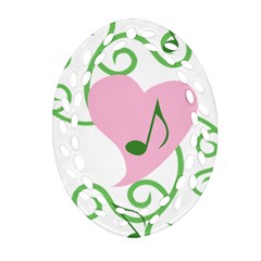 Sweetie Belle s Love Heart Music Note Leaf Green Pink Ornament (oval Filigree)