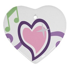 Sweetie Belle s Love Heart Star Music Note Green Pink Purple Ornament (heart) by Alisyart