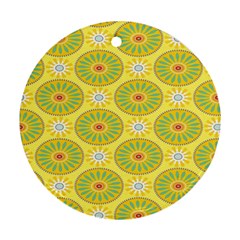 Sunflower Floral Yellow Blue Circle Ornament (round)