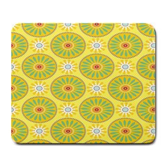 Sunflower Floral Yellow Blue Circle Large Mousepads by Alisyart