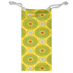 Sunflower Floral Yellow Blue Circle Jewelry Bag by Alisyart