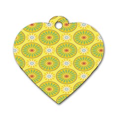 Sunflower Floral Yellow Blue Circle Dog Tag Heart (two Sides) by Alisyart