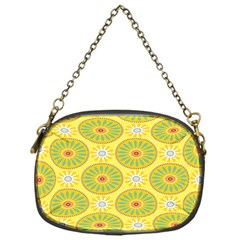 Sunflower Floral Yellow Blue Circle Chain Purses (one Side) 