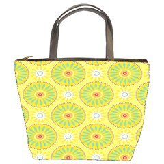 Sunflower Floral Yellow Blue Circle Bucket Bags