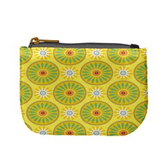 Sunflower Floral Yellow Blue Circle Mini Coin Purses