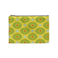 Sunflower Floral Yellow Blue Circle Cosmetic Bag (medium)  by Alisyart