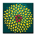 Sunflower Flower Floral Pink Yellow Green Tile Coasters Front