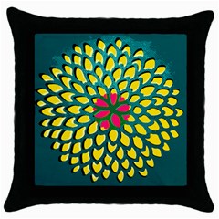 Sunflower Flower Floral Pink Yellow Green Throw Pillow Case (black)