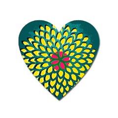 Sunflower Flower Floral Pink Yellow Green Heart Magnet