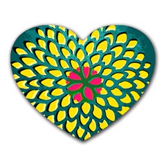 Sunflower Flower Floral Pink Yellow Green Heart Mousepads by Alisyart