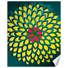 Sunflower Flower Floral Pink Yellow Green Canvas 11  X 14  