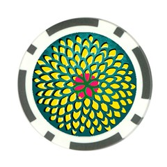Sunflower Flower Floral Pink Yellow Green Poker Chip Card Guard