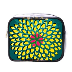 Sunflower Flower Floral Pink Yellow Green Mini Toiletries Bags