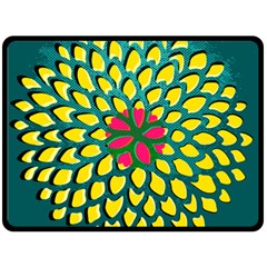 Sunflower Flower Floral Pink Yellow Green Fleece Blanket (large) 