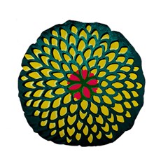 Sunflower Flower Floral Pink Yellow Green Standard 15  Premium Flano Round Cushions by Alisyart