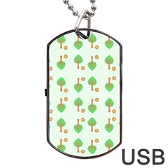 Tree Circle Green Yellow Grey Dog Tag Usb Flash (two Sides)