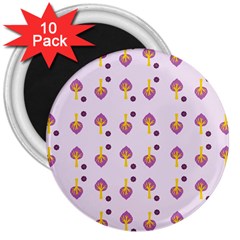 Tree Circle Purple Yellow 3  Magnets (10 Pack) 