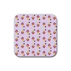 Tree Circle Purple Yellow Rubber Coaster (square) 