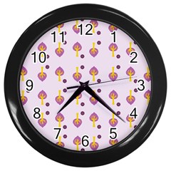 Tree Circle Purple Yellow Wall Clocks (black)
