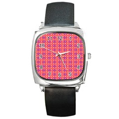 Roll Circle Plaid Triangle Red Pink White Wave Chevron Square Metal Watch by Alisyart