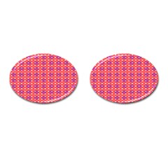 Roll Circle Plaid Triangle Red Pink White Wave Chevron Cufflinks (oval) by Alisyart