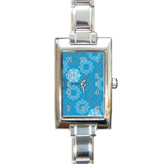 Flower Star Blue Sky Plaid White Froz Snow Rectangle Italian Charm Watch by Alisyart