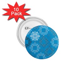 Flower Star Blue Sky Plaid White Froz Snow 1 75  Buttons (10 Pack) by Alisyart