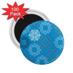 Flower Star Blue Sky Plaid White Froz Snow 2 25  Magnets (100 Pack)  by Alisyart