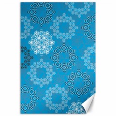 Flower Star Blue Sky Plaid White Froz Snow Canvas 24  X 36  by Alisyart