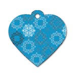 Flower Star Blue Sky Plaid White Froz Snow Dog Tag Heart (Two Sides) Back