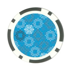 Flower Star Blue Sky Plaid White Froz Snow Poker Chip Card Guard (10 Pack)