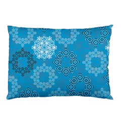 Flower Star Blue Sky Plaid White Froz Snow Pillow Case (two Sides) by Alisyart