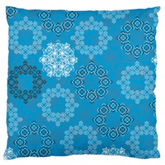 Flower Star Blue Sky Plaid White Froz Snow Large Cushion Case (two Sides) by Alisyart