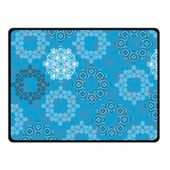 Flower Star Blue Sky Plaid White Froz Snow Double Sided Fleece Blanket (small) 