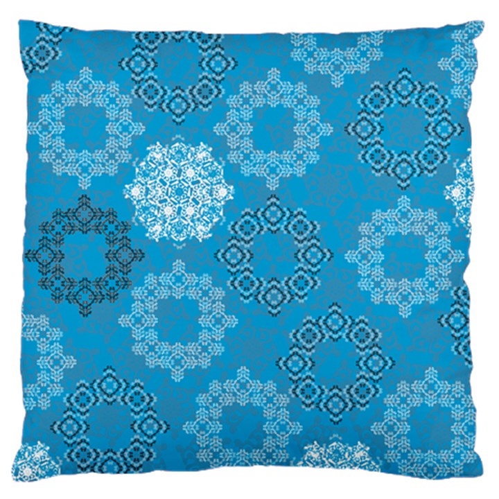 Flower Star Blue Sky Plaid White Froz Snow Standard Flano Cushion Case (Two Sides)