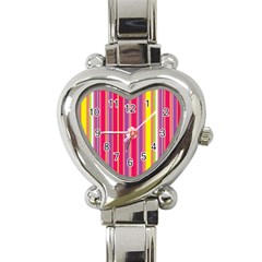 Stripes Colorful Background Heart Italian Charm Watch by Simbadda