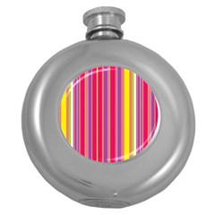 Stripes Colorful Background Round Hip Flask (5 Oz)